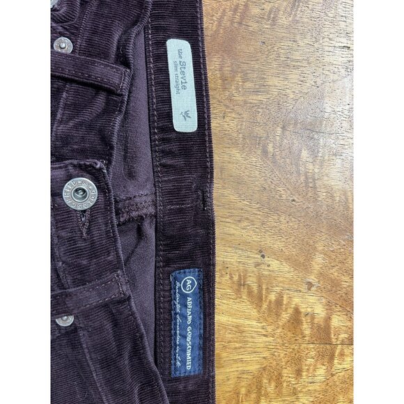 AG Adriano Goldschmied Women’s 27 The Stevie Slim Pants Maroon Corduroy Trousers - Picture 7 of 9